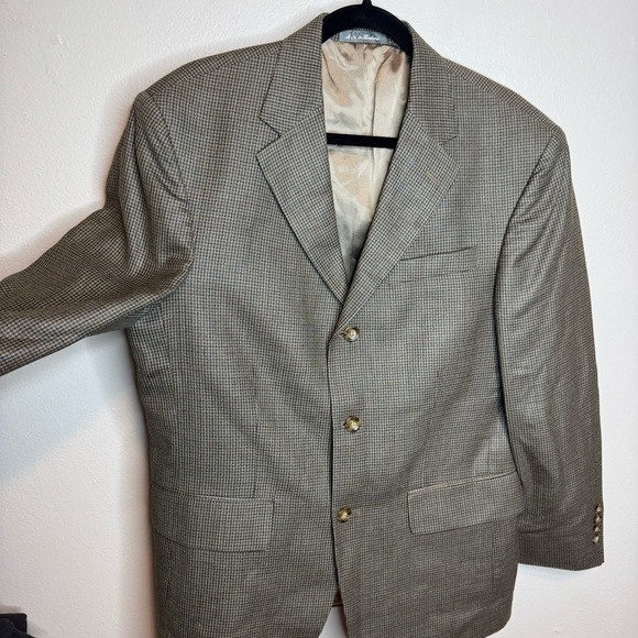 Oscar De La Renta Blazer Suit Jacket Button Front Plaid Printed Silk Wool Blend - Picture 12 of 14